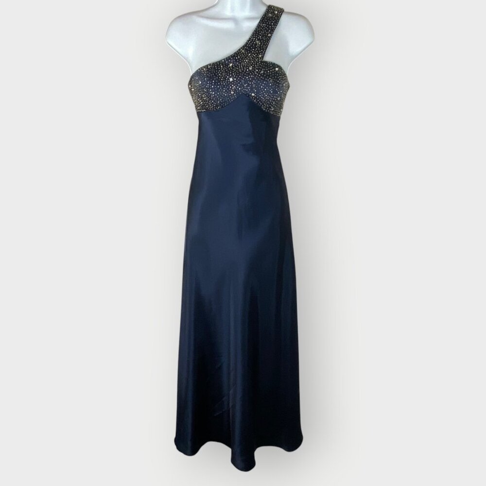 Bee Darlin Formal Baby Doll Slip Dress | 1/2 | Blue Satin | Y2K 90s Fairy HOCO